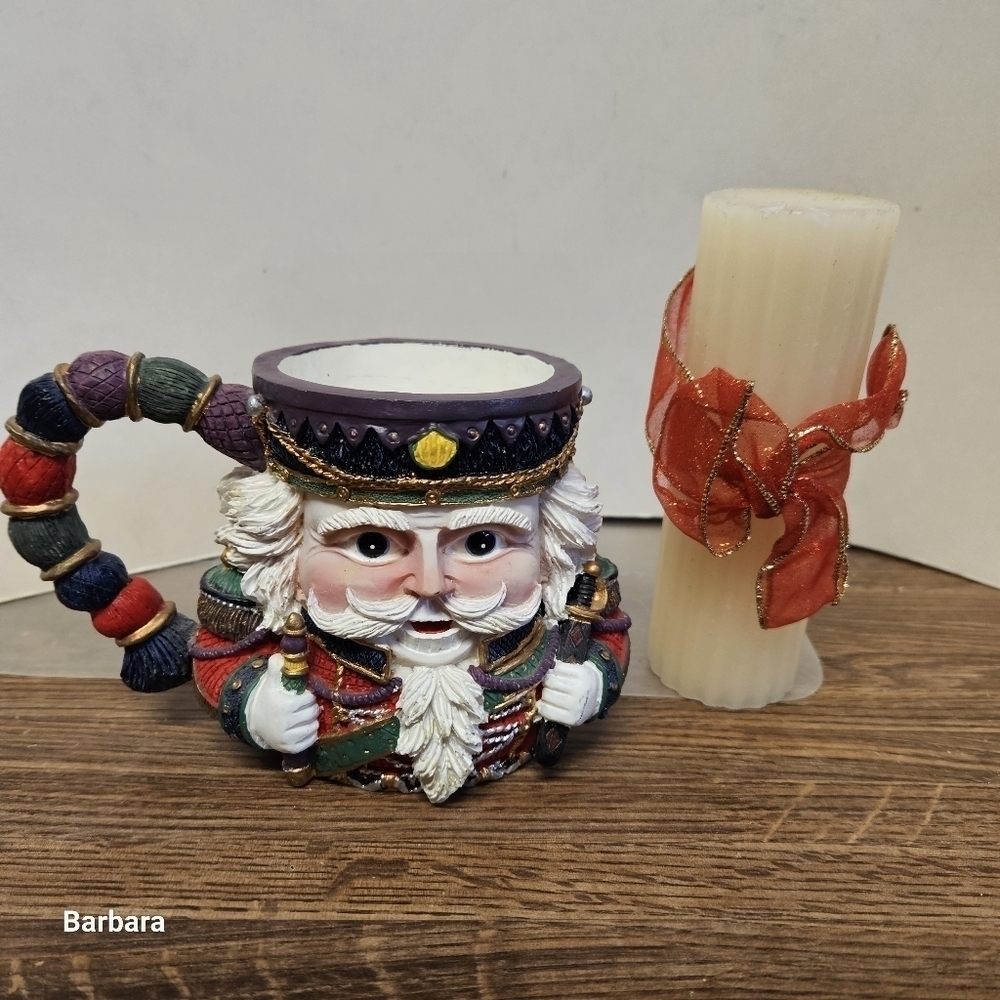 Vintage 1997 Joelson Inc Ceramic/Resin Nutcracker Mug Candleholder